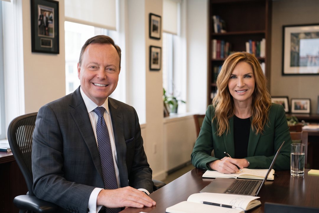 Sean G. McKinsley, RCIC, and Kimberly J. White, RCIC, seated at a desk in an office